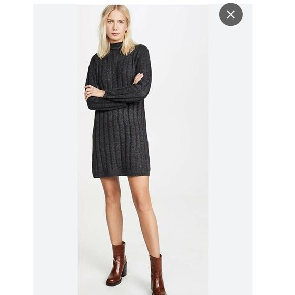 Madewell Mock Neck Charcoal Sweater Mini Dress Size Large - Picture 12 of 12